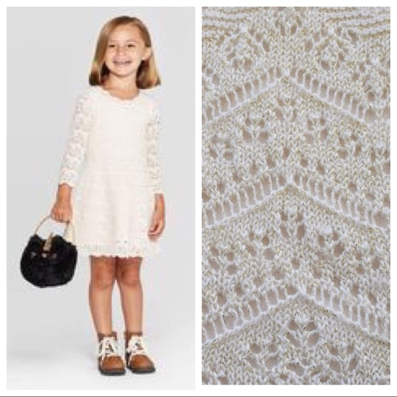 RARE Cat & Jack Cream Crochet Lace Dress - Picture 14 of 14